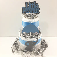 Blue & Gray Little Peanut Boy Diaper Cake
