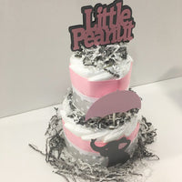 Little Peanut 2-Tier Diaper Cake - Pink & Gray
