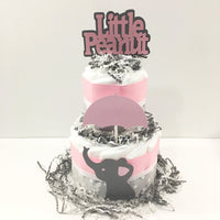 Pink & Gray Little Peanut Girl Diaper Cake
