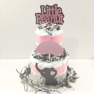 Pink & Gray Little Peanut Girl Diaper Cake