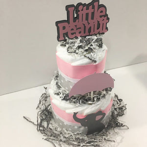 Little Peanut 2-Tier Diaper Cake - Pink & Gray