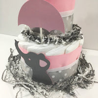 Little Peanut 2-Tier Diaper Cake - Pink & Gray
