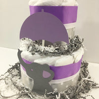 Little Peanut 2-Tier Diaper Cake - Purple & Gray
