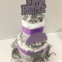 Little Peanut 2-Tier Diaper Cake - Purple & Gray
