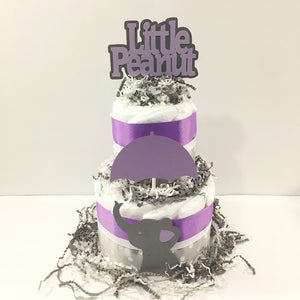 Lavender & Gray Little Peanut Girl Diaper Cake