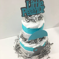 Little Peanut 2-Tier Diaper Cake - Teal, Gray
