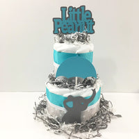 Teal & Gray Little Peanut Boy Diaper Cake
