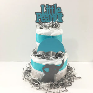 Teal & Gray Little Peanut Boy Diaper Cake