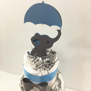 Blue & Gray Elephant Cake Topper