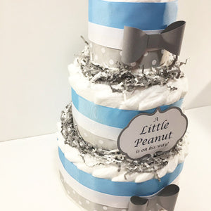 Blue & Gray Little Peanut Elephant Diaper Cake
