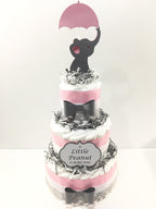 Pink & Gray Little Peanut Diaper Cake Centerpiece