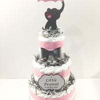 Pink & Gray Little Peanut Diaper Cake Centerpiece