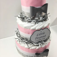 Pink & Gray Little Peanut Elephant Diaper Cake