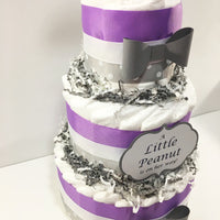 Purple & Gray Little Peanut Elephant Diaper Cake

