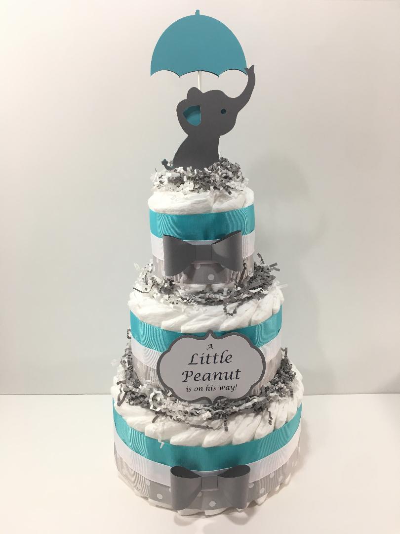 Elephant themed diaper deals cake