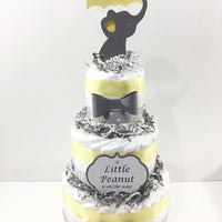 Yellow & Gray Little Peanut Diaper Cake Centerpiece