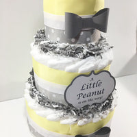 Yellow & Gray Little Peanut Diaper Cake
