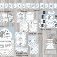 Blue and Gray Little Peanut Baby Shower Decoration Pack