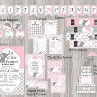 Pink and Gray Little Peanut Baby Shower Decoration Pack