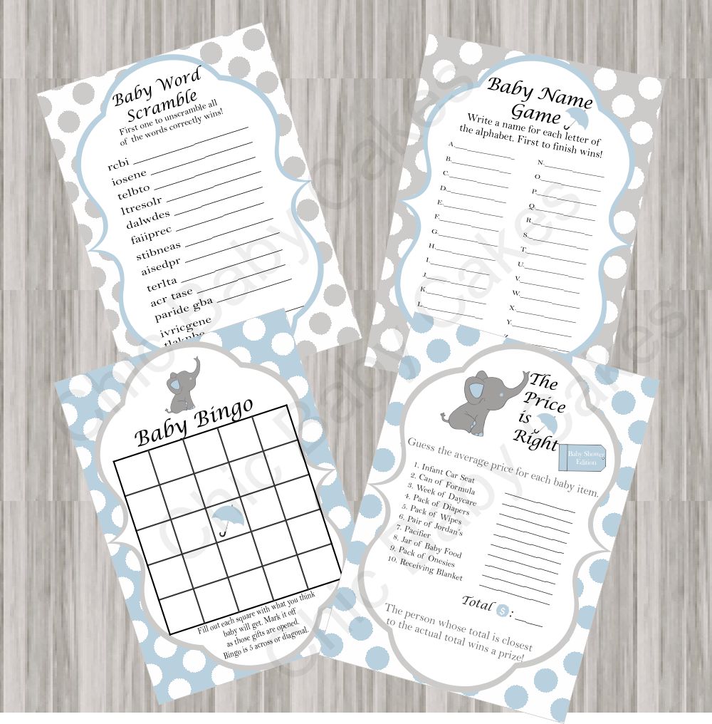 Blue & Gray Little Peanut Baby Shower Games