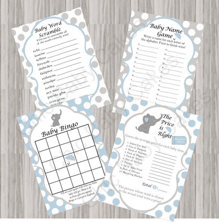 Blue & Gray Little Peanut Baby Shower Games