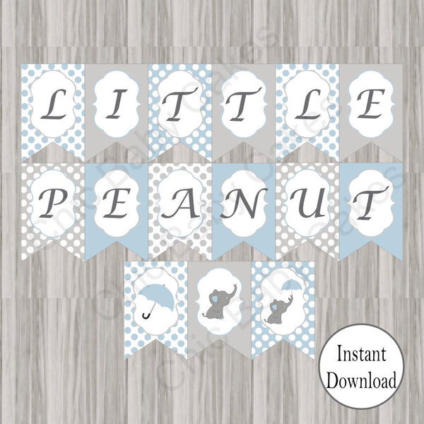 Blue & Gray Little Peanut Baby Shower Banner