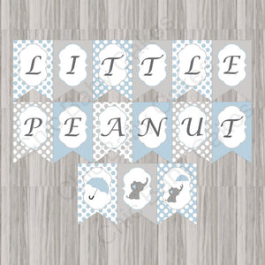 Blue & Gray Little Peanut Baby Shower Banner