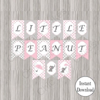 Pink & Gray Little Peanut Baby Shower Banner