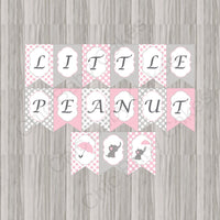 Pink & Gray Little Peanut Baby Shower Banner
