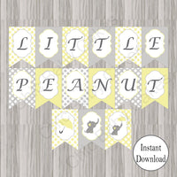 Yellow & Gray Little Peanut Baby Shower Banner
