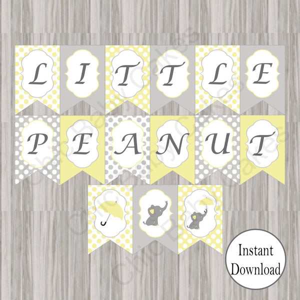 Yellow & Gray Little Peanut Baby Shower Banner