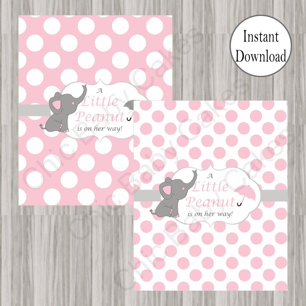 Pink & Gray Little Peanut Candy Bar Wrappers