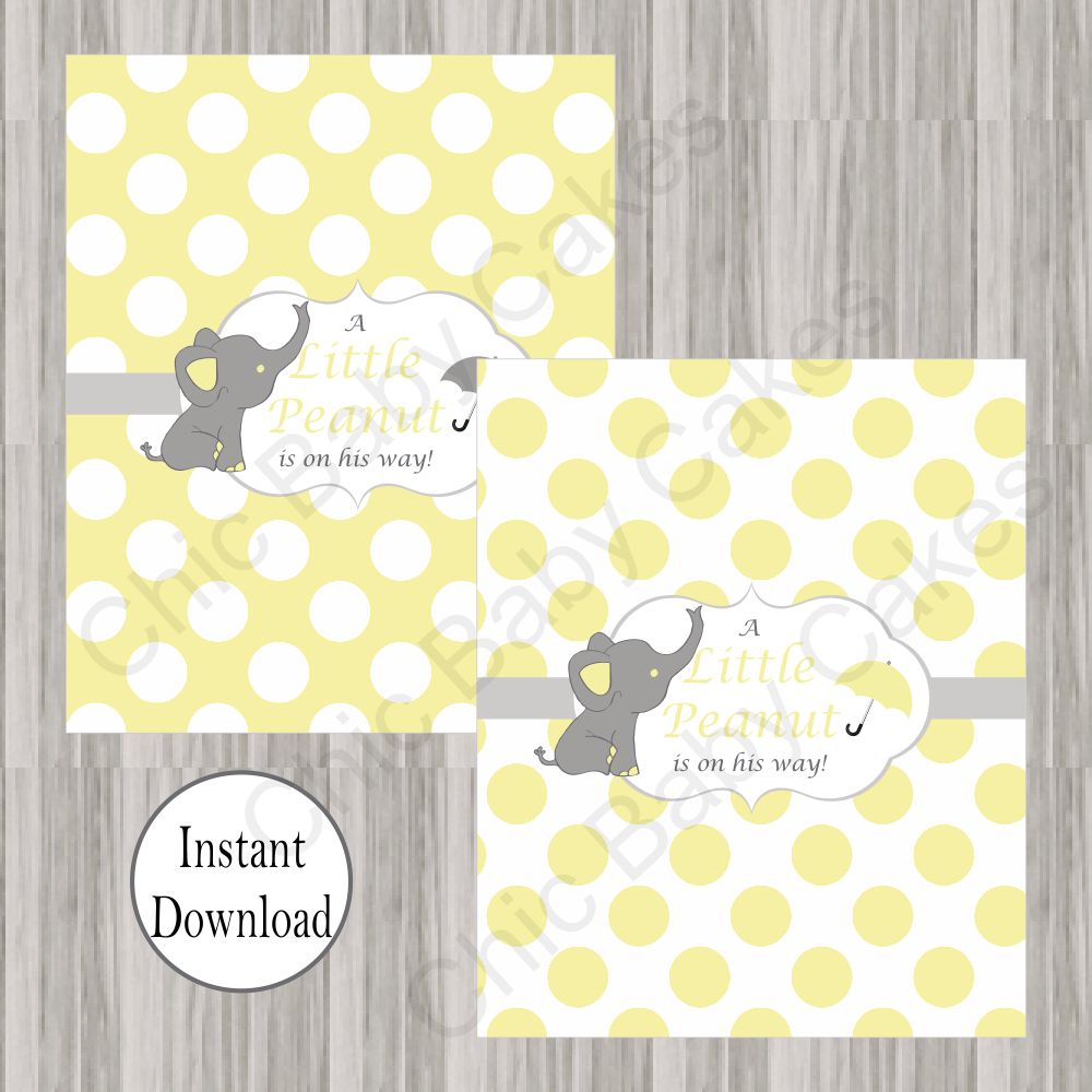 Yellow & Gray Little Peanut Candy Bar Wrappers