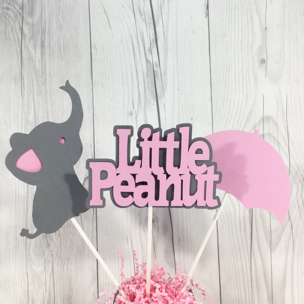 Pink & Gray Little Peanut Centerpiece Sticks