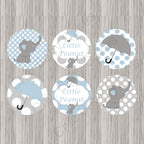 Blue & Gray Little Peanut Baby Shower Cupcake Toppers