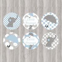 Blue & Gray Little Peanut Baby Shower Cupcake Toppers
