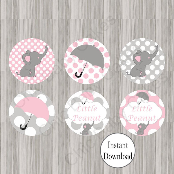 Pink & Gray Little Peanut Cupcake Toppers