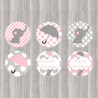 Pink & Gray Little Peanut Baby Shower Cupcake Toppers