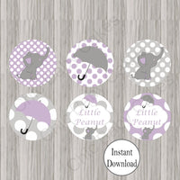 Lavender & Gray Little Peanut Cupcake Toppers
