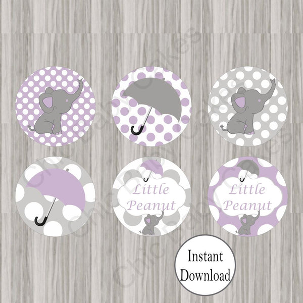 Lavender & Gray Little Peanut Cupcake Toppers