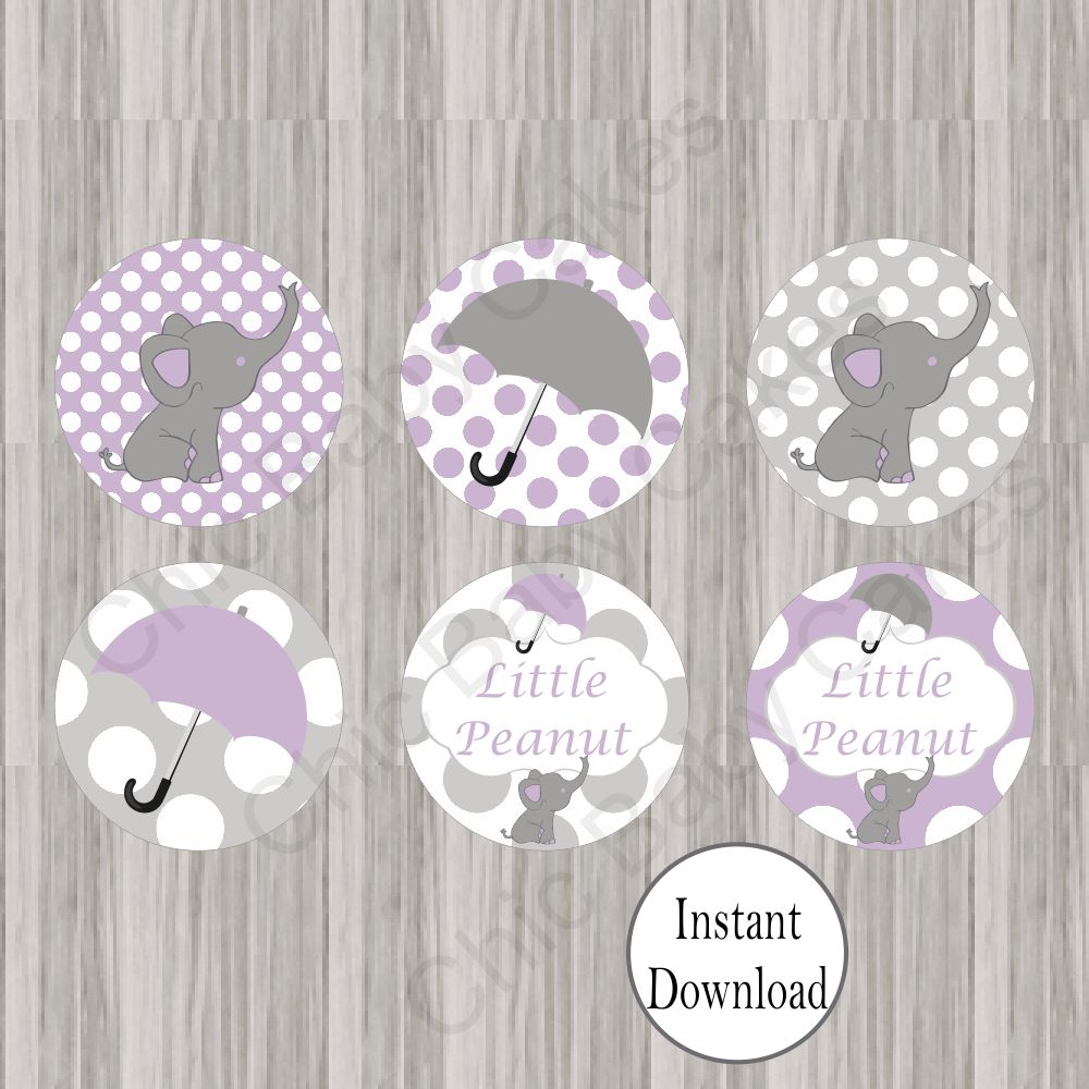 Lavender & Gray Little Peanut Cupcake Toppers