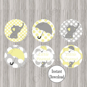 Yellow & Gray Little Peanut Cupcake Toppers