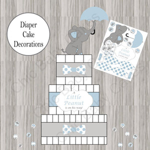 Blue & Gray Little Peanut Baby Shower Diaper Cake Clipart