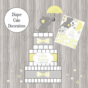 Yellow & Gray Little Peanut Baby Shower Diaper Cake Clipart