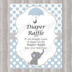 Blue & Gray Little Peanut Baby Shower Diaper Raffle Sign