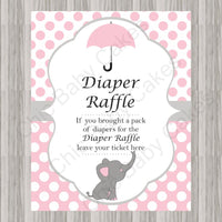 Pink & Gray Little Peanut Baby Shower Diaper Raffle Sign