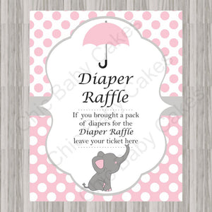 Pink & Gray Little Peanut Baby Shower Diaper Raffle Sign