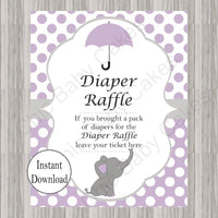 Little Peanut Diaper Raffle Tickets & Sign - Purple
