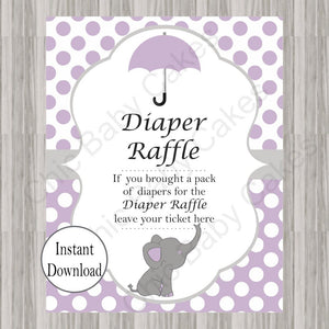 Little Peanut Diaper Raffle Tickets & Sign - Purple