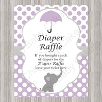 Purple & Gray Little Peanut Baby Shower Diaper Raffle Sign